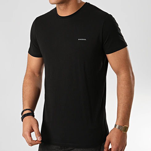 DIESEL. ROUND NECK FLEXIBLE-PLAIN T-SHIRT | BLACK